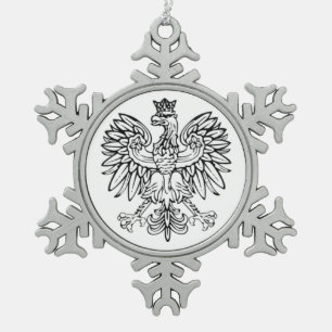 Adorno De Peltre Tipo Copo De Nieve Ornamento polaco del estaño de Eagle
