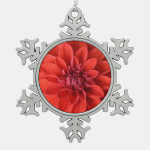 Adorno De Peltre Tipo Copo De Nieve Ornamento rojo del navidad de la flor de la dalia