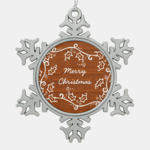 Adorno De Peltre Tipo Copo De Nieve Ornamento Rústico Holly Snowflake