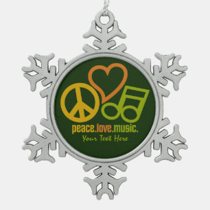Adorno De Peltre Tipo Copo De Nieve Ornamentos personalizados de Peace Love Music