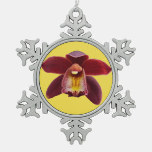 Adorno De Peltre Tipo Copo De Nieve Orquídeas Maroon I Hermosa Floral Roja