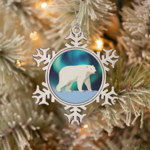 Adorno De Peltre Tipo Copo De Nieve Oso Polar Cutáneo y Luces del Norte