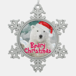 Adorno De Peltre Tipo Copo De Nieve Oso Polar Santa | Ornamento navideño beary