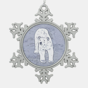 Adorno De Peltre Tipo Copo De Nieve Oso polar sobre pintura de hielo - Arte de vida sa