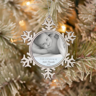 Adorno De Peltre Tipo Copo De Nieve Padres 1er Navidades Niño bebé foto nombre hijo