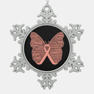 Adorno De Peltre Tipo Copo De Nieve Palabras de esperanza sobre la mariposa del cáncer