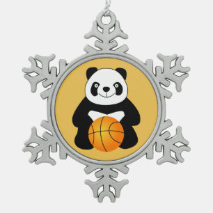 Adorno De Peltre Tipo Copo De Nieve Panda con baloncesto