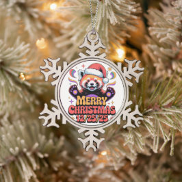 Adorno De Peltre Tipo Copo De Nieve Panda Rojo Feliz Navidad 12/25/25
