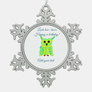 Adorno De Peltre Tipo Copo De Nieve Pañuelo de búho azul pastel lindo agregar texto de