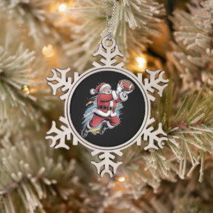 Adorno De Peltre Tipo Copo De Nieve Papá Noel jugando fútbol americano Navidad