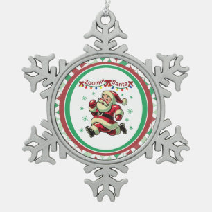 Adorno De Peltre Tipo Copo De Nieve Papá Noel Zoomie de Navidad