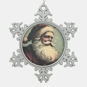 Adorno De Peltre Tipo Copo De Nieve Papel de Santa Pintura Vintage Rugged