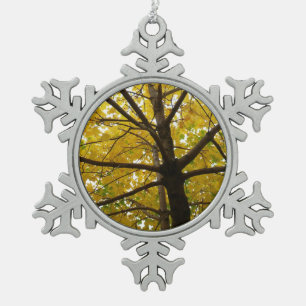 Adorno De Peltre Tipo Copo De Nieve Pareja de Arces Amarillos Naturaleza de Otoño