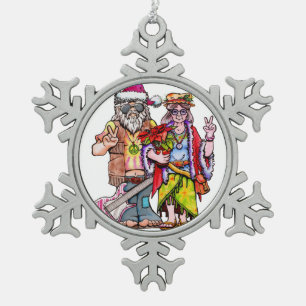 Adorno De Peltre Tipo Copo De Nieve Pareja de Santa Hippie