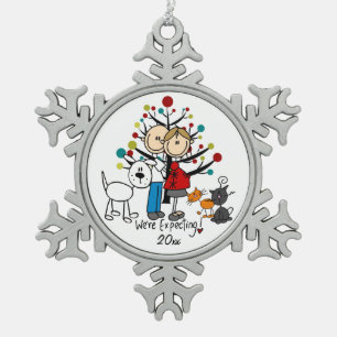 Adorno De Peltre Tipo Copo De Nieve Pareja esperada 2 gatos ornamento de copo de nieve