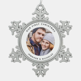 Adorno De Peltre Tipo Copo De Nieve Pareja nuestra primera foto de Navidad