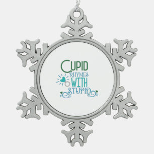 Adorno De Peltre Tipo Copo De Nieve Pareja Regalo Rhymes Cupido Con Estúpido