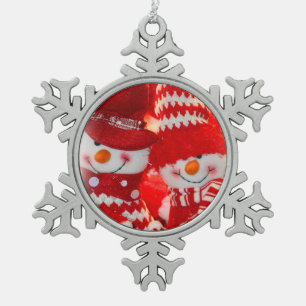 Adorno De Peltre Tipo Copo De Nieve Pares felices del ornamento/del muñeco de nieve