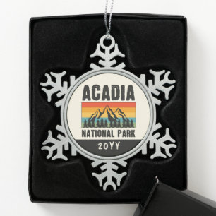Adorno De Peltre Tipo Copo De Nieve Parque nacional Acadia, Año Personalizado Maine Re