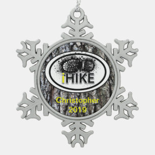 Adorno De Peltre Tipo Copo De Nieve Paseos personalizados "iHIKE" Tree Bark Ornamet