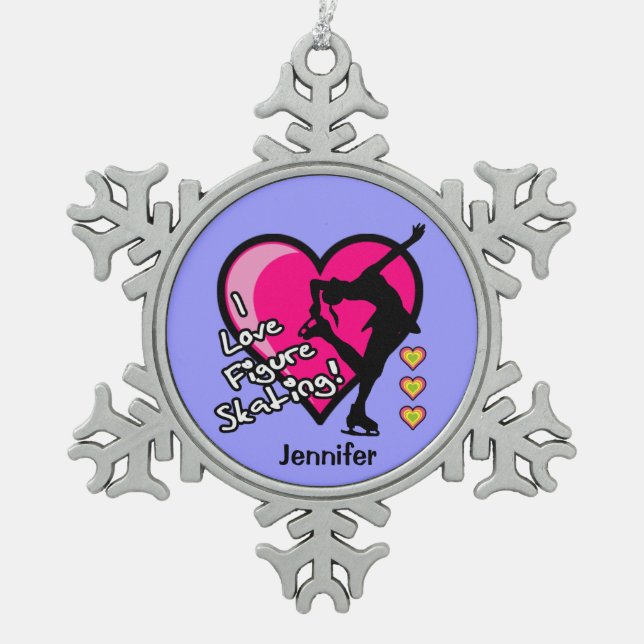 Adorno De Peltre Tipo Copo De Nieve Patinaje artístico - ornamento personalizado (Anverso)