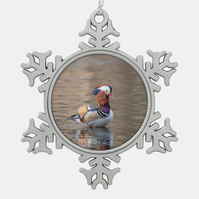 Adorno De Peltre Tipo Copo De Nieve Pato Mandarin (Anverso)