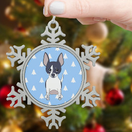 Adorno De Peltre Tipo Copo De Nieve Patrón de árbol de Navidad Chihuahua blanco y negr