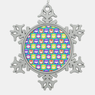 Adorno De Peltre Tipo Copo De Nieve Patrón de búho colorido