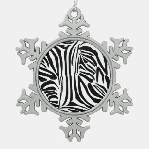 Adorno De Peltre Tipo Copo De Nieve Patrón de impresión de cebra en blanco y negro atr
