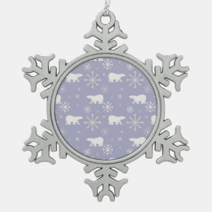 Adorno De Peltre Tipo Copo De Nieve Patrón de navidades con osos polares y copos de ni
