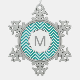 Adorno De Peltre Tipo Copo De Nieve Patrón de zigzag de chevron teal moderno, fresco y