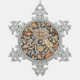 Adorno De Peltre Tipo Copo De Nieve Patrón floral azul vintage Trent de William Morris