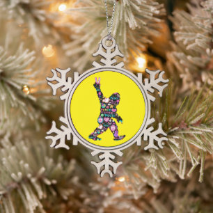 Adorno De Peltre Tipo Copo De Nieve Paz Amor Bigfoot Hippie Divertido Amante de Bigfoo