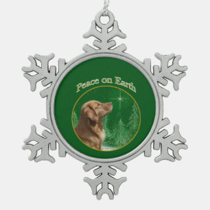 Adorno De Peltre Tipo Copo De Nieve Paz de Golden Retriever