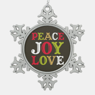 Adorno De Peltre Tipo Copo De Nieve Peace Joy Love tipografía occidental hip