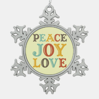 Adorno De Peltre Tipo Copo De Nieve Peace Joy Love Western crema typohip