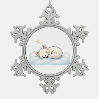 Adorno De Peltre Tipo Copo De Nieve Peaceful Kawaii Arctic Fox Starry Night Winter