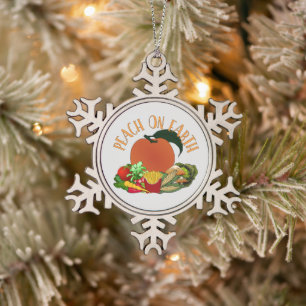 Adorno De Peltre Tipo Copo De Nieve Peach on Earth Funny Navidades Pun