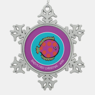 Adorno De Peltre Tipo Copo De Nieve Peces rosados y Naranjas de polka-dot