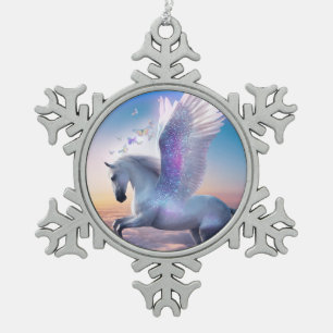 Adorno De Peltre Tipo Copo De Nieve Pegaso con Arcoíris