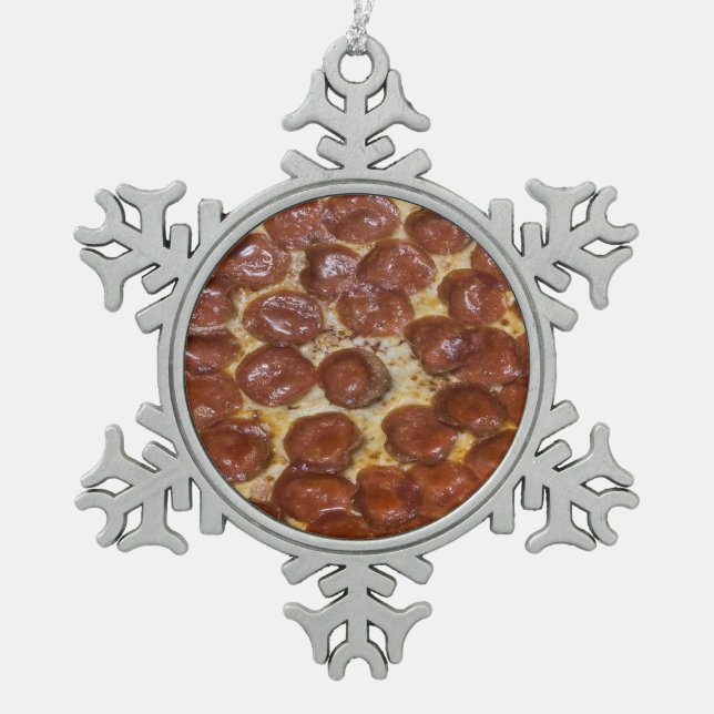 Adorno De Peltre Tipo Copo De Nieve Pepperoni Pizza (Anverso)
