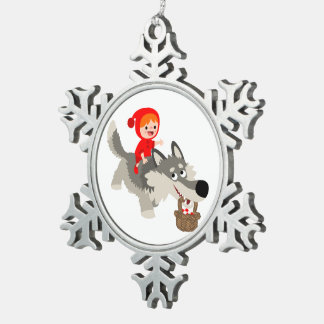 Adorno De Peltre Tipo Copo De Nieve Pequeña Caperucita Roja Y El Ornamento De La Pewte