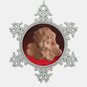 Adorno De Peltre Tipo Copo De Nieve PEQUEÑA FLORENTINA ANGEL Red Ruby Gem Stone