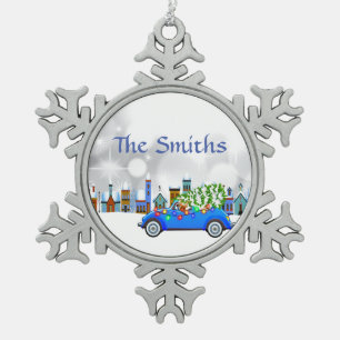 Adorno De Peltre Tipo Copo De Nieve Pequeño Personalizado de Navidades de coches y árb
