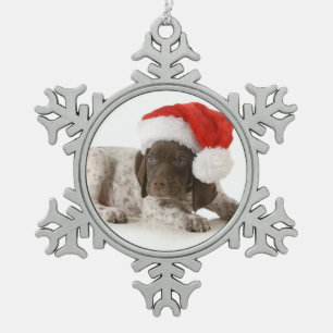 Adorno De Peltre Tipo Copo De Nieve Perrito del navidad - indicador de pelo corto