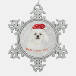 Adorno De Peltre Tipo Copo De Nieve Perrito maltés del navidad