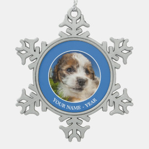Adorno De Peltre Tipo Copo De Nieve Perro cachorrito (Shitzu)