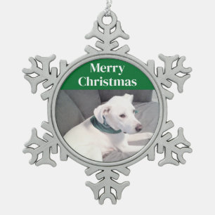 Adorno De Peltre Tipo Copo De Nieve Perro de cachorro blanco lindo con festividad de b