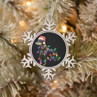 Adorno De Peltre Tipo Copo De Nieve Perro de Navidad Alegre Enredado En Luces