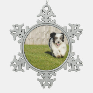 Adorno De Peltre Tipo Copo De Nieve Perro pastor Bobtail lindo